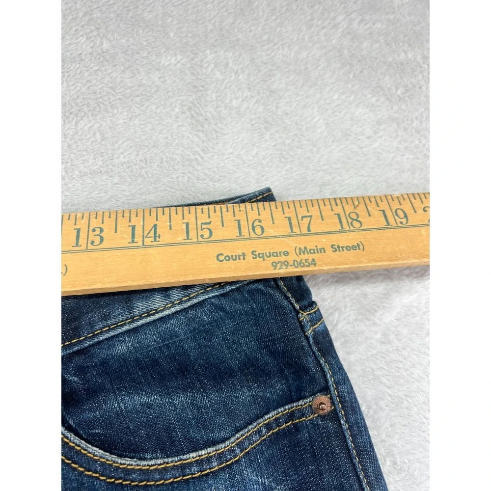 VTG Levi's 505 Jeans Mens Sz 34x32 Dark Wash Gold Stitch Distressed